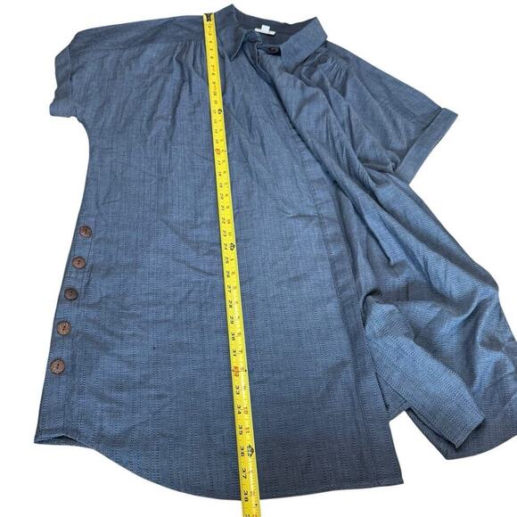 Pure Jill Shirt Dress Button Up Blue 4XL Lagenlook Coastal Preppy Beach Relaxed - Picture 10 of 11